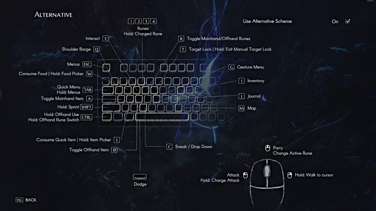 No Rest for the Wicked alternative keyboard control menu