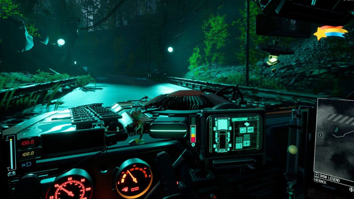 Inside the car before going on a trip in Pacific Drive