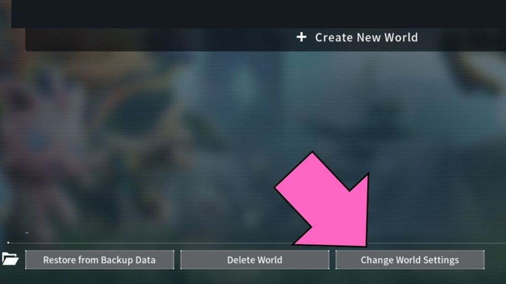 Palworld button to change world settings