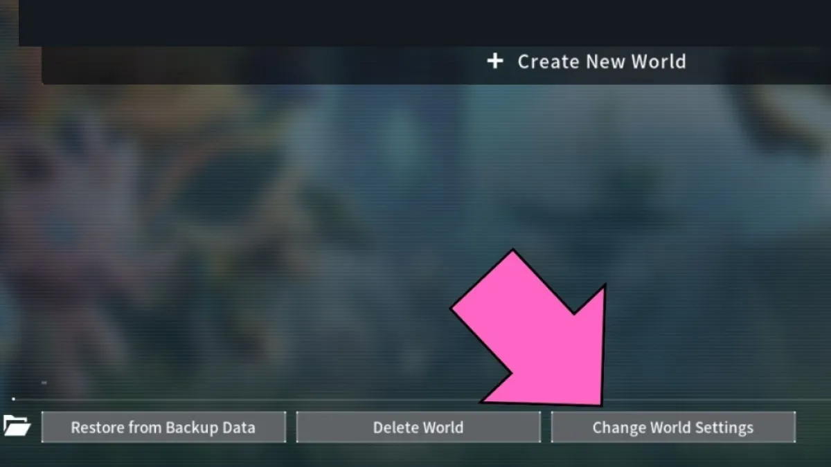 Palworld change world settings button