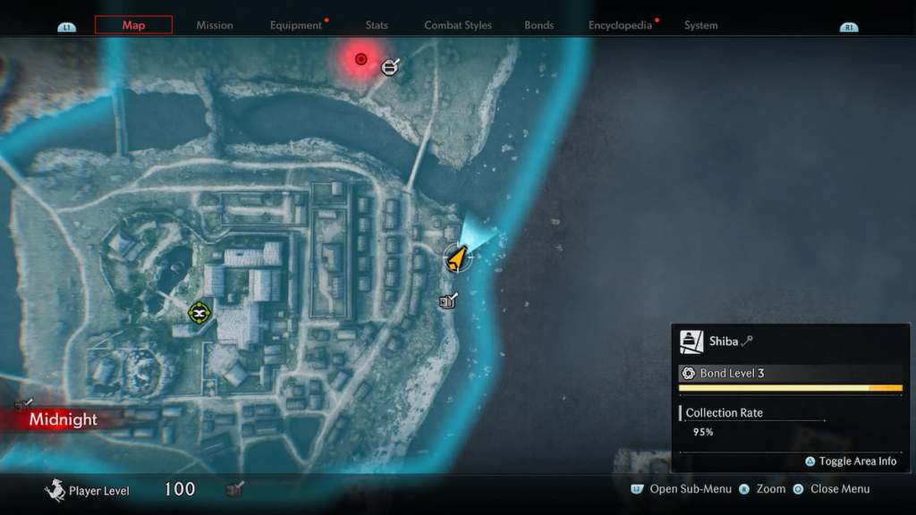 Shiba boss map location in Rise of the Ronin