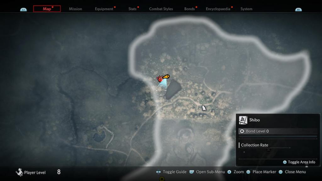 Shibo boss map location in Rise of the Ronin