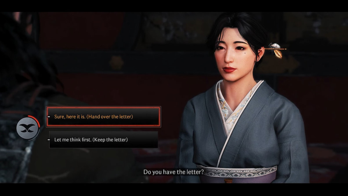 Taka Murayama asking you for the letter in Rise of the Ronin