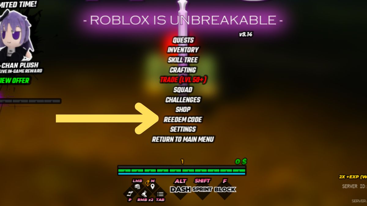 Roblox is Unbreakable menu screen