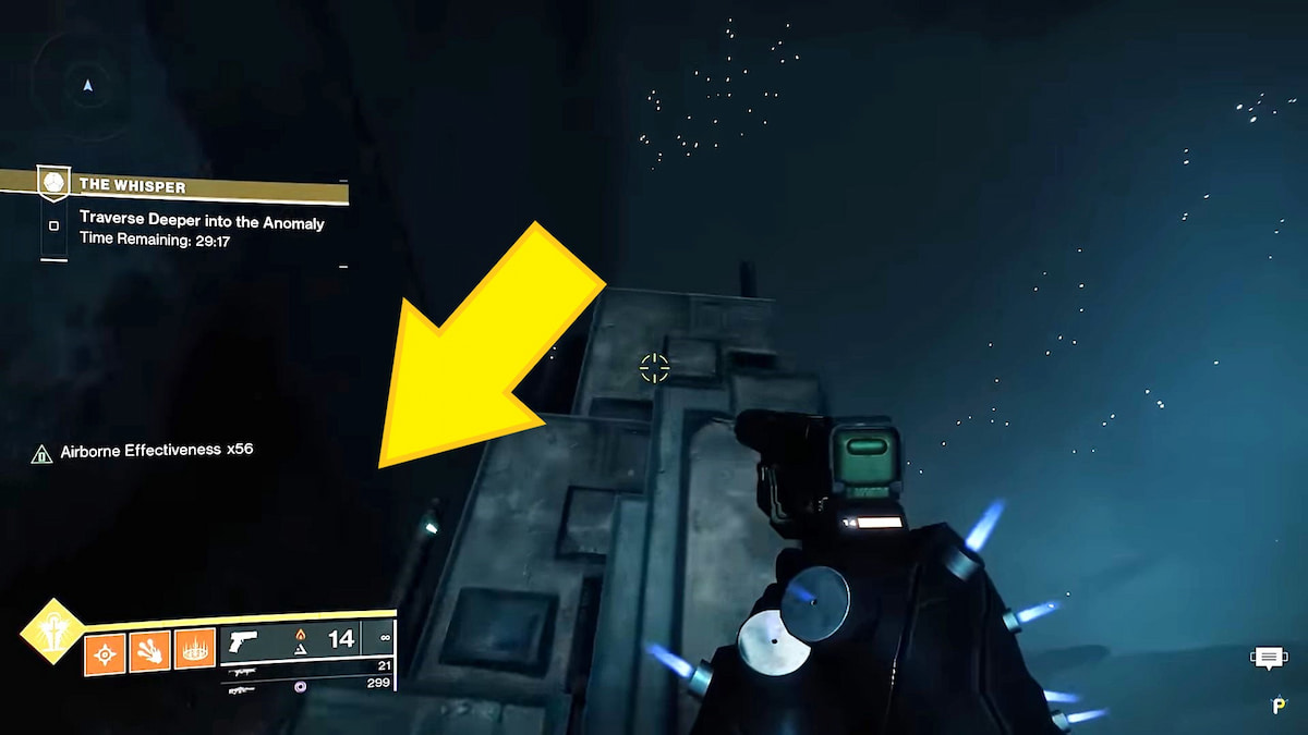 Ledge leading to the seventh Oracle location in Destiny 2 Into The Light Whisper mission