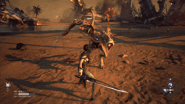 Eve parrying an attack in Stellar Blade