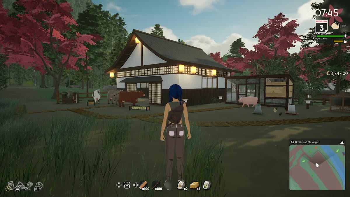 a screenshot showing a player's livestock and barn in SunnySide