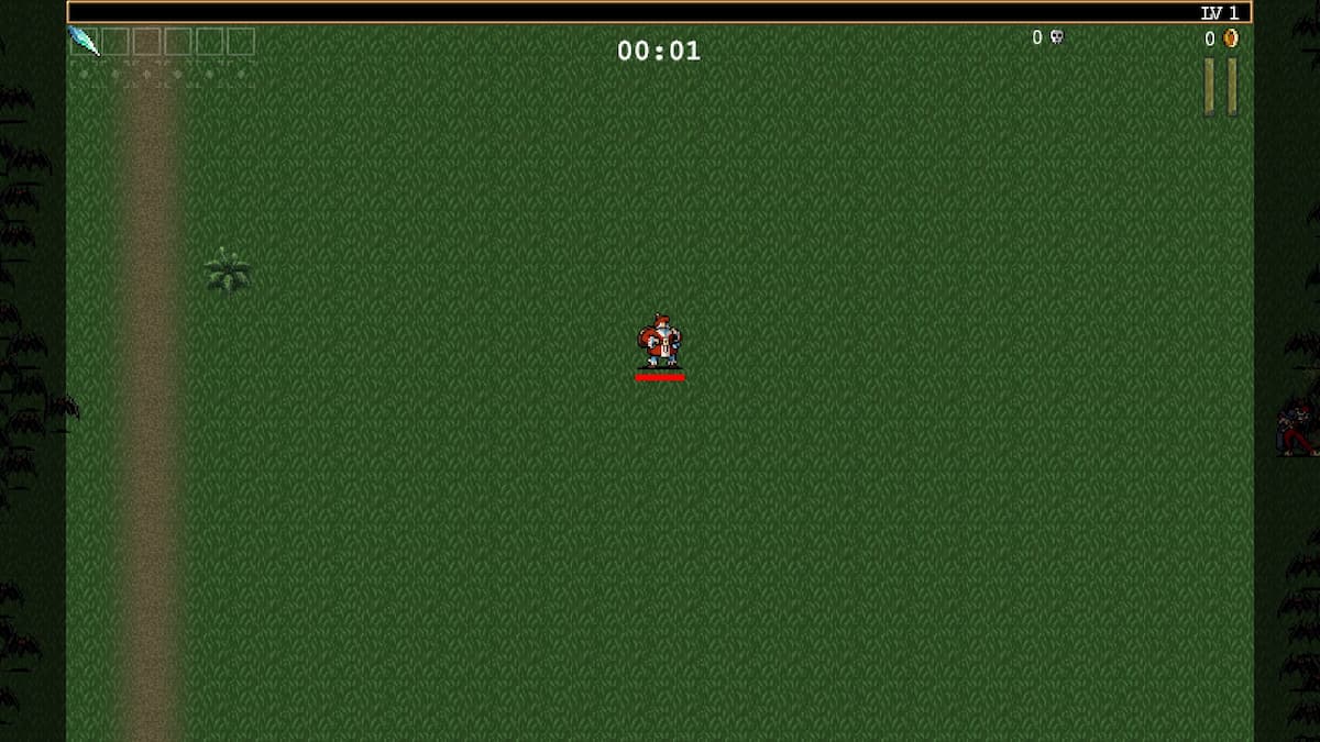 Santa character running the stage in Vampire Survivors