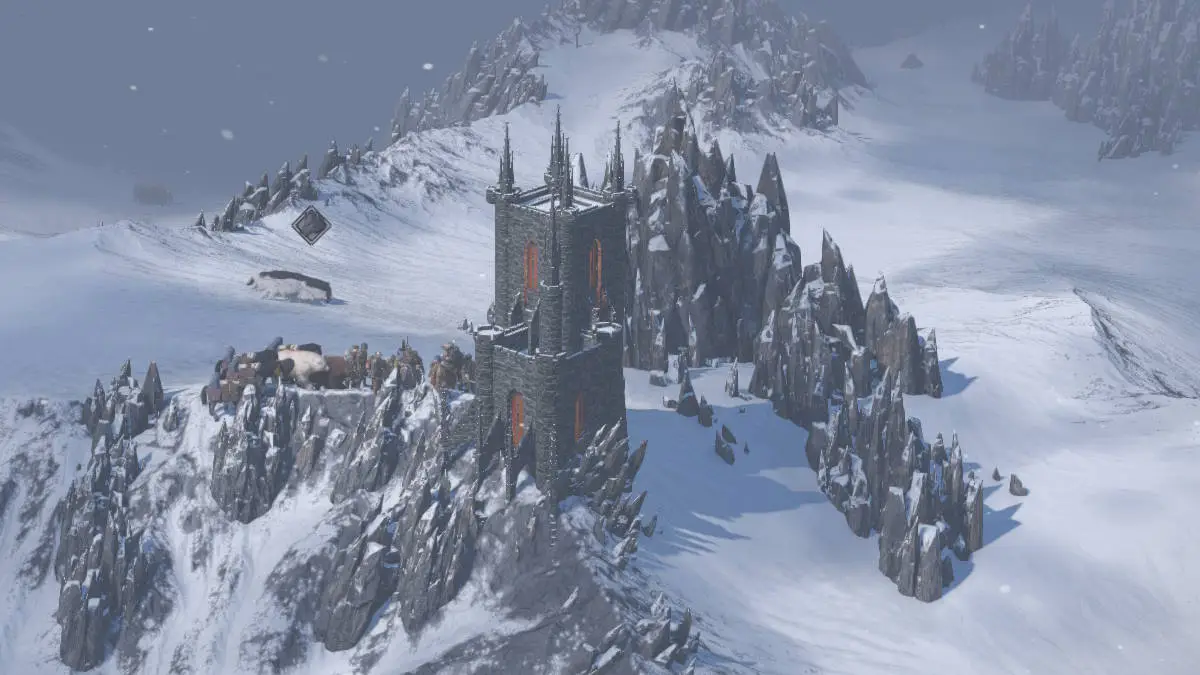 Approaching Valiant Tower in Wartales