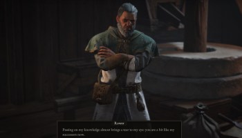 NPC Rower passing on his knowledge in Wartales.