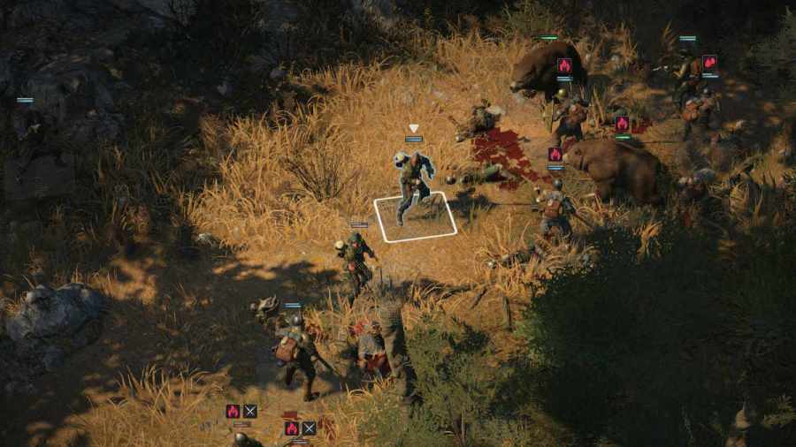 Two rangers on the battlefield in Wartales