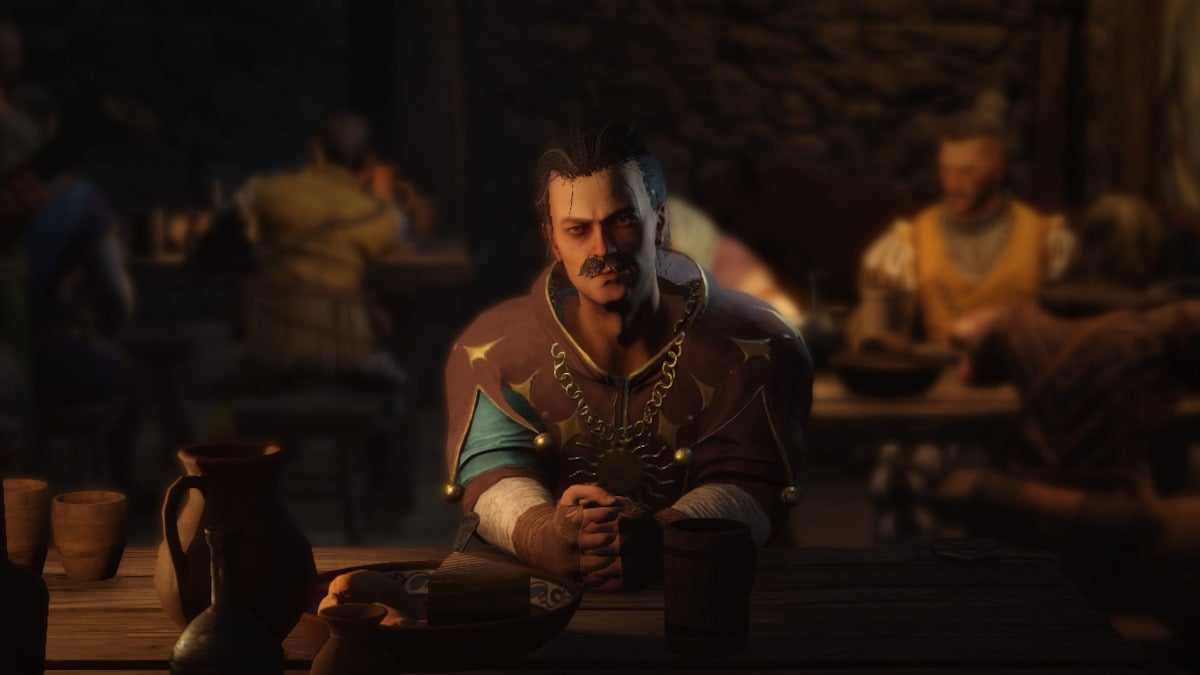 Talking to a tavern patron in Wartales: The Tavern Opens!