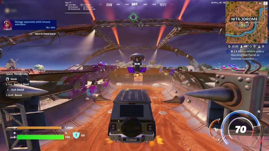 Fortnite vehicle flying in the air