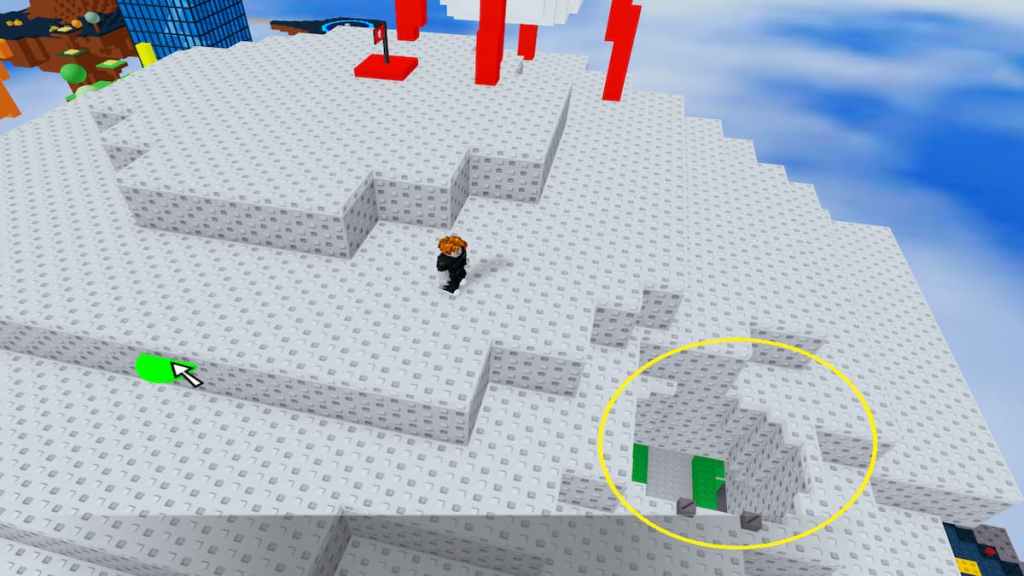 The player standing near a hole in a Roblox Classic Event