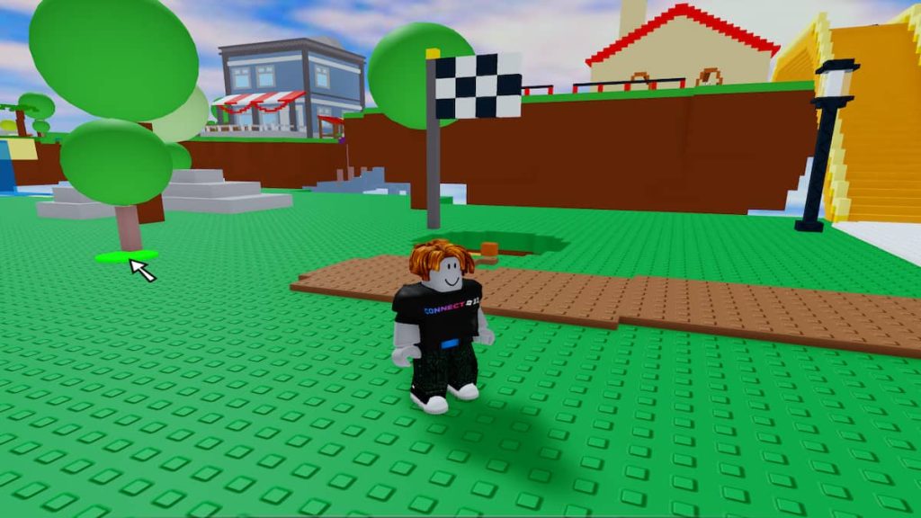The player standing near the Checkered flag in a Roblox Classic Event