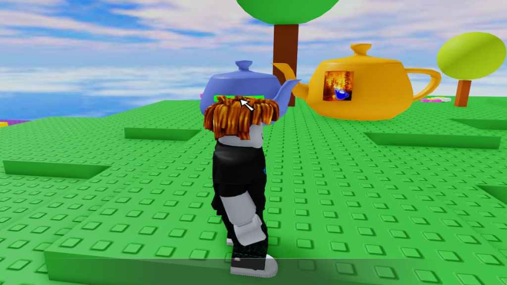 The player standing near teapots in Roblox Classic Event