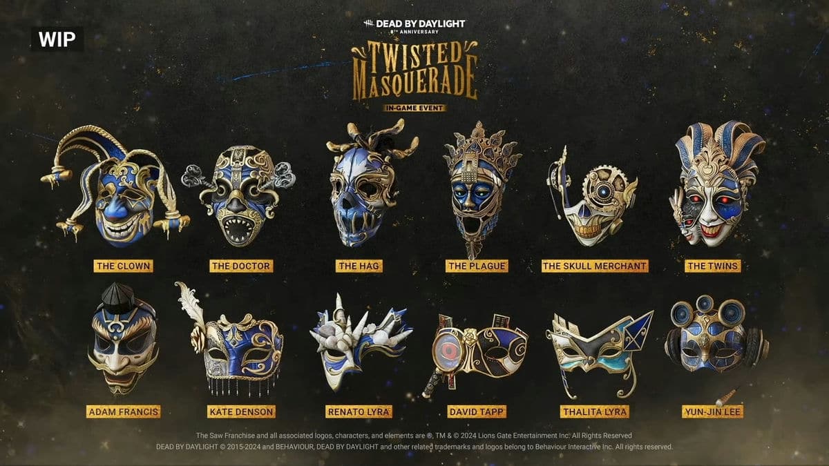 All masks in Twisted Masquerade Event in Dead by Daylight