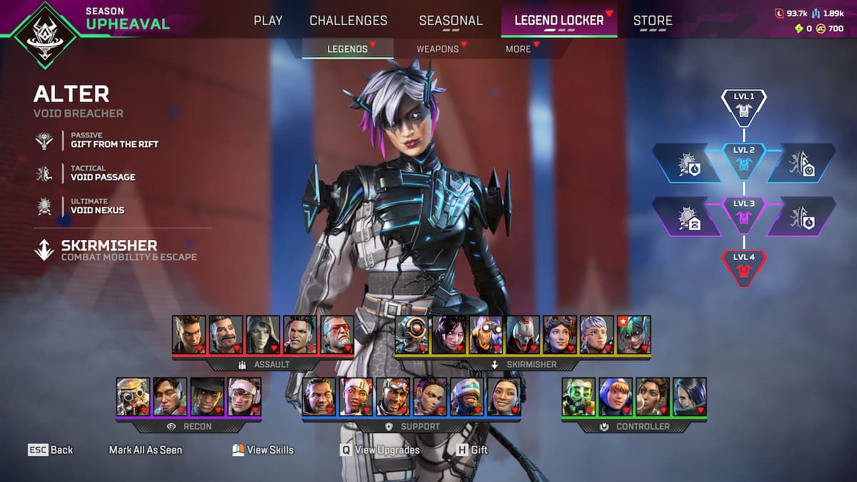 Apex Legends Alter as seen in the game's menu.