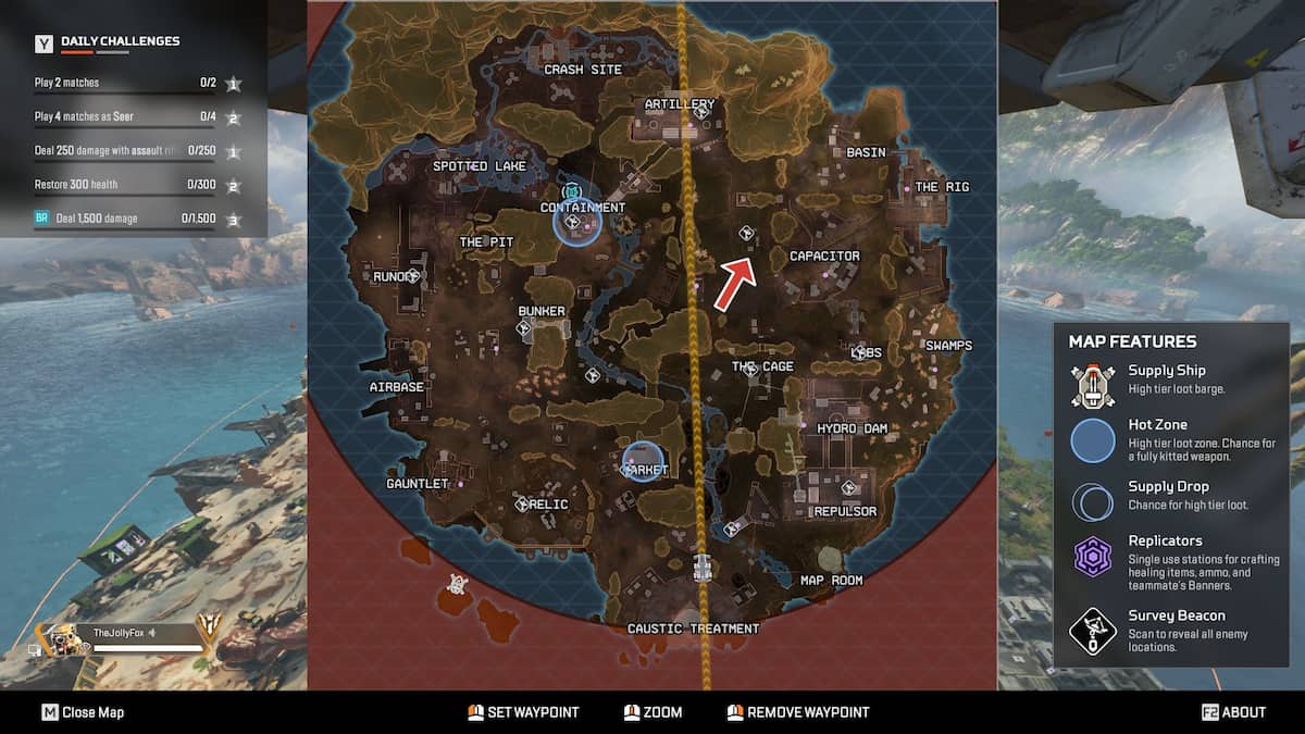 Two Spines location marked on the Apex Legends map