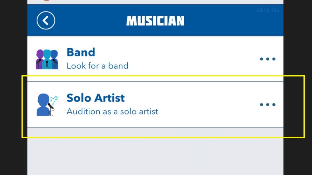 The Solo Artist option in BitLife