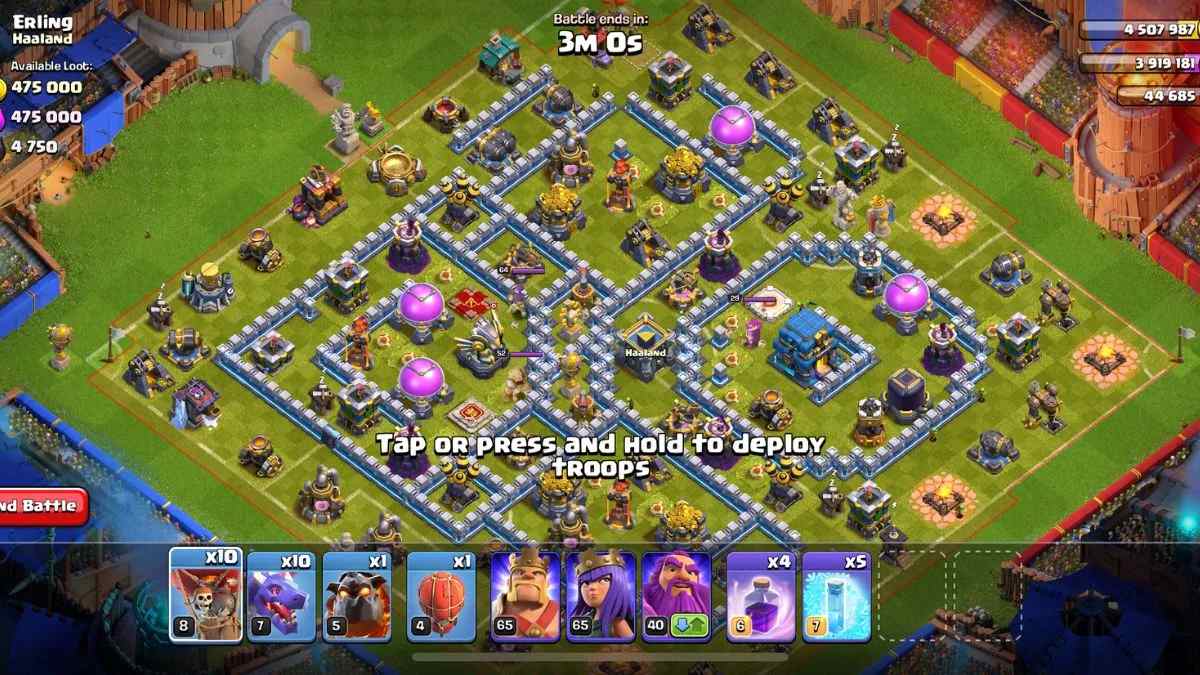 Haaland's 1st challenge, defeating his own Clash of Clans base