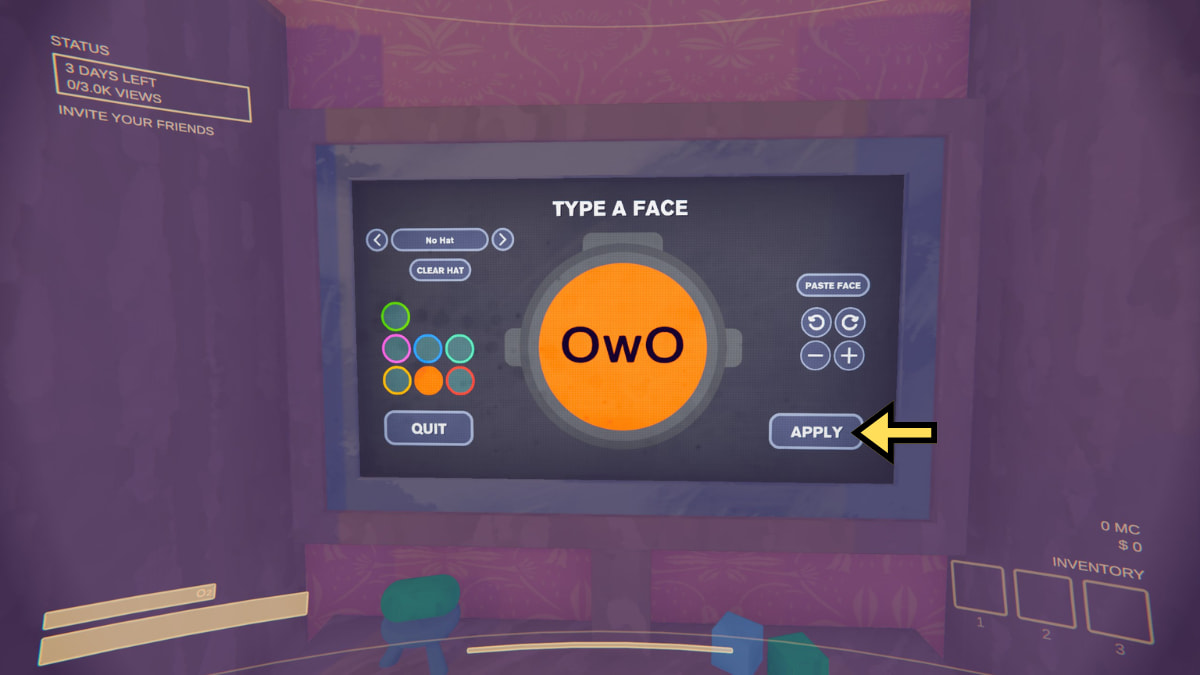 Applying a new face to your character in Content Warning
