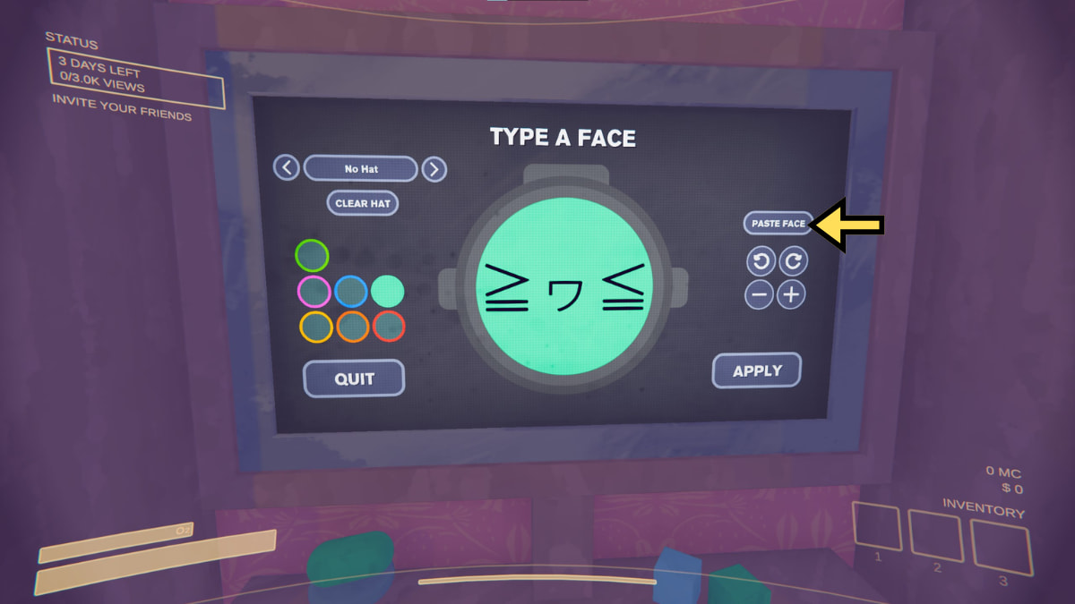Using the Copy and Paste feature in Content Warning to create a custom face