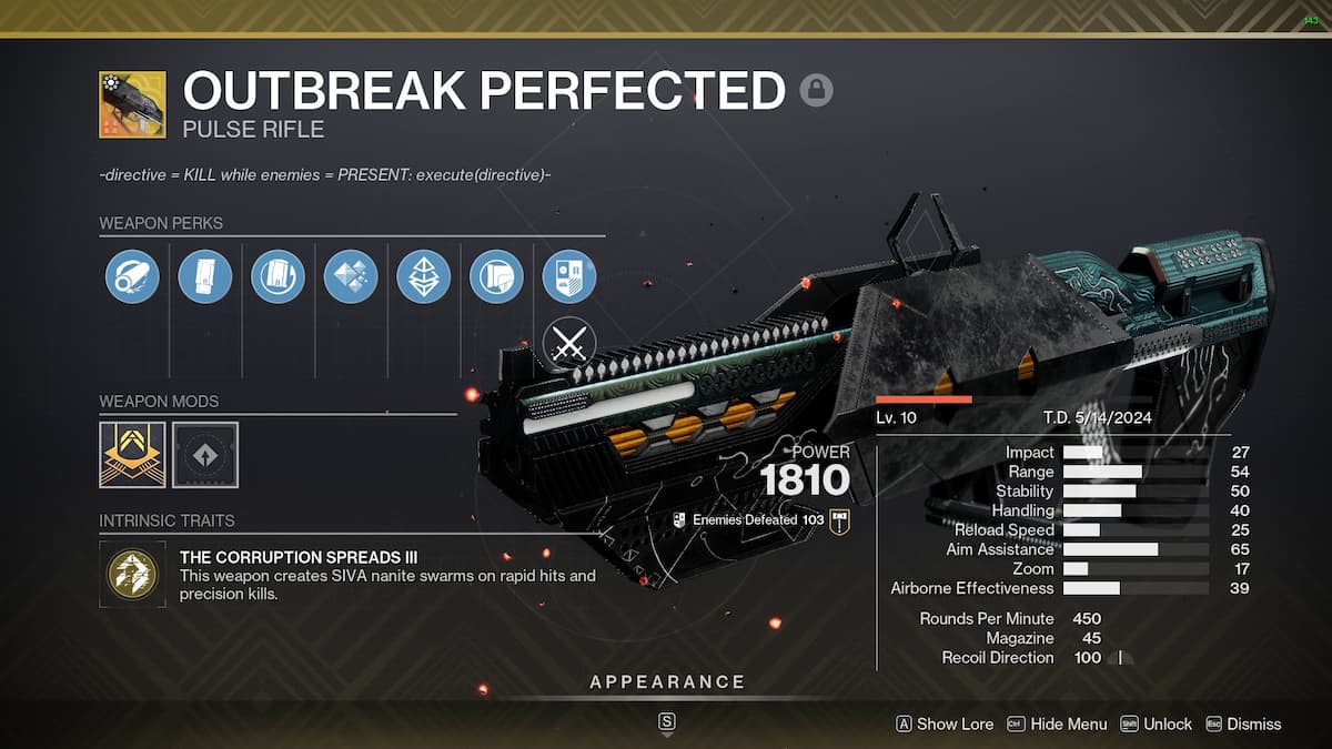 Outbreak Perfected in Destiny 2
