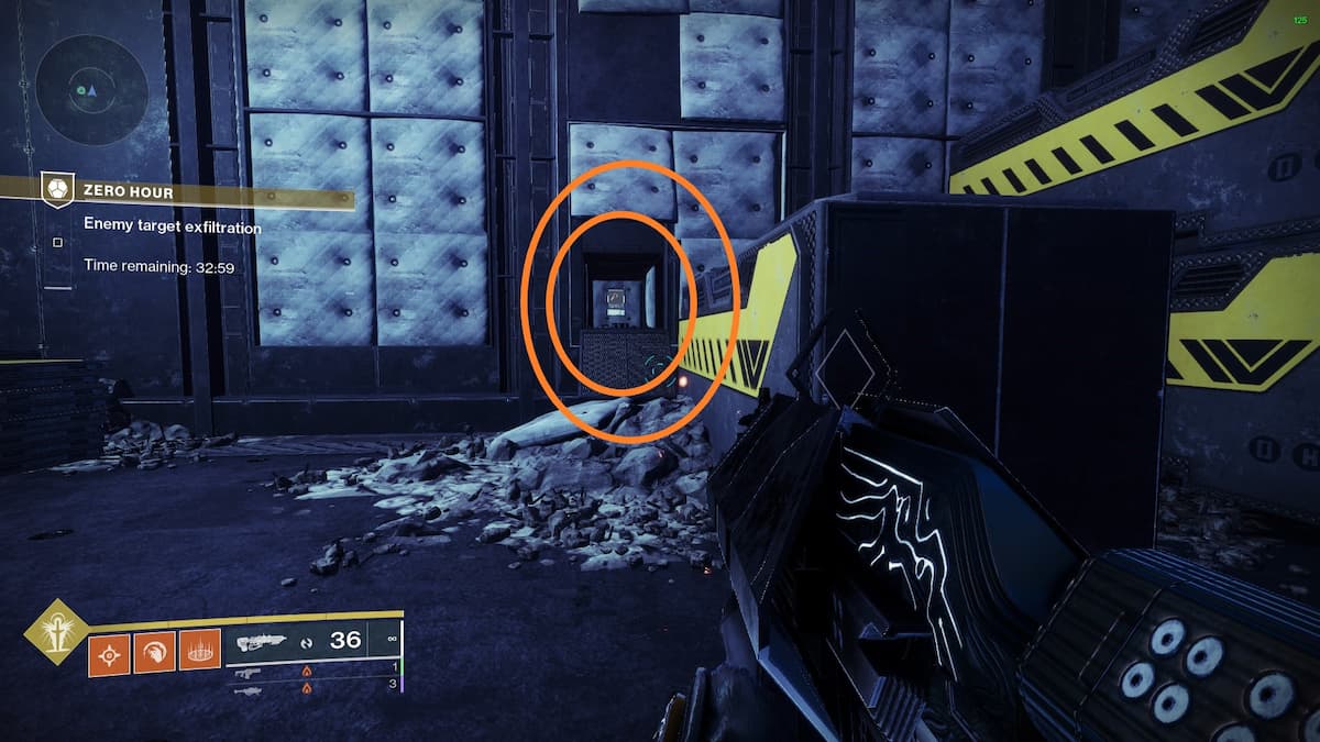 Marking the panel for the second vault puzzle for Zero Hour in Destiny 2