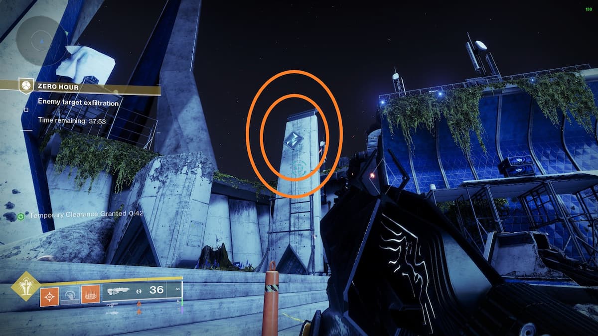 Marking a pillar target for the first Zero Hour puzzle in Destiny 2.