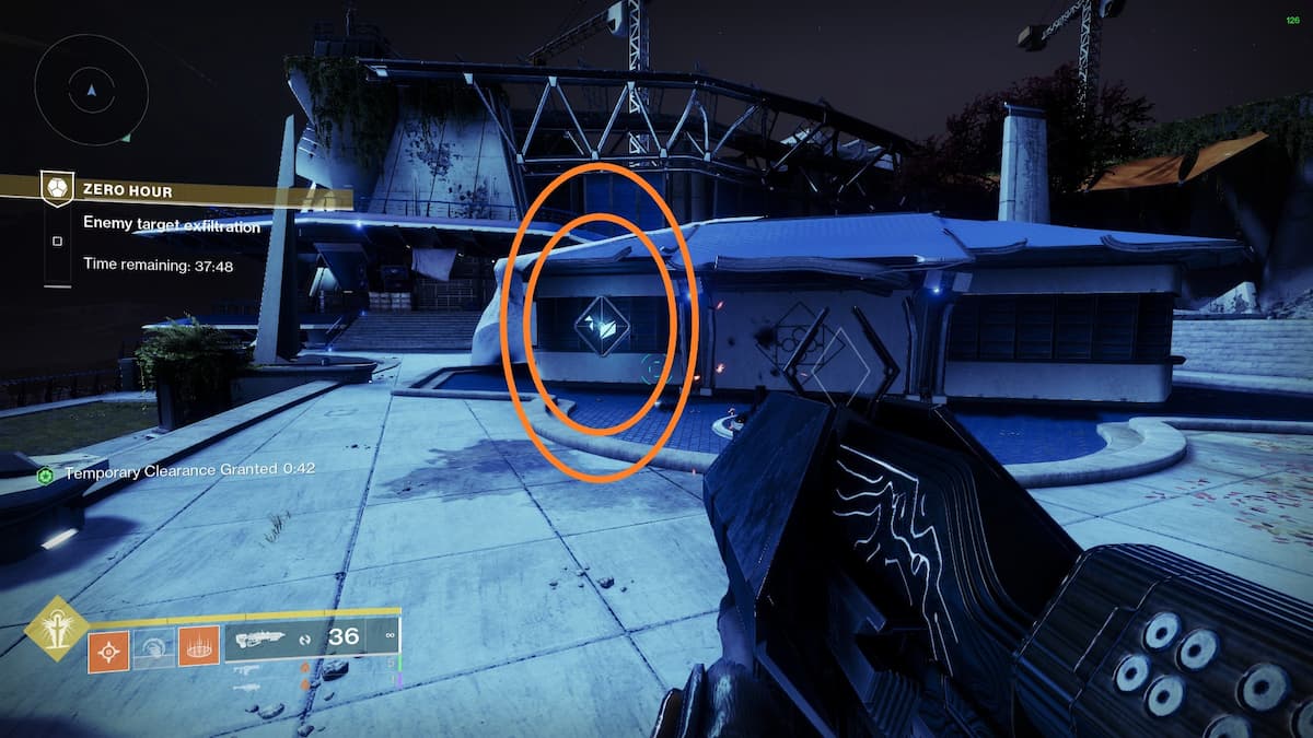 Marking a kiosk target for the first Zero Hour puzzle in Destiny 2