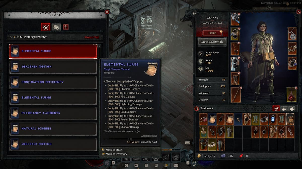 Tempering Recipes List in Diablo 4