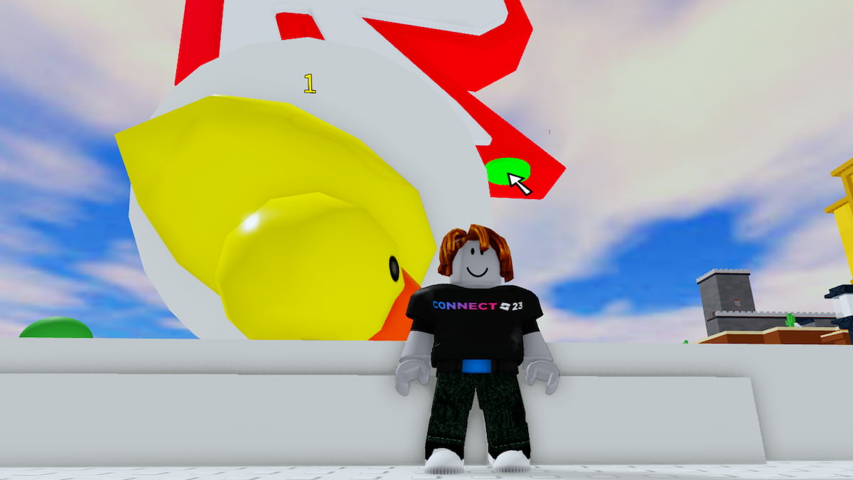 The Giant Duck lying upside down in Roblox The Classic