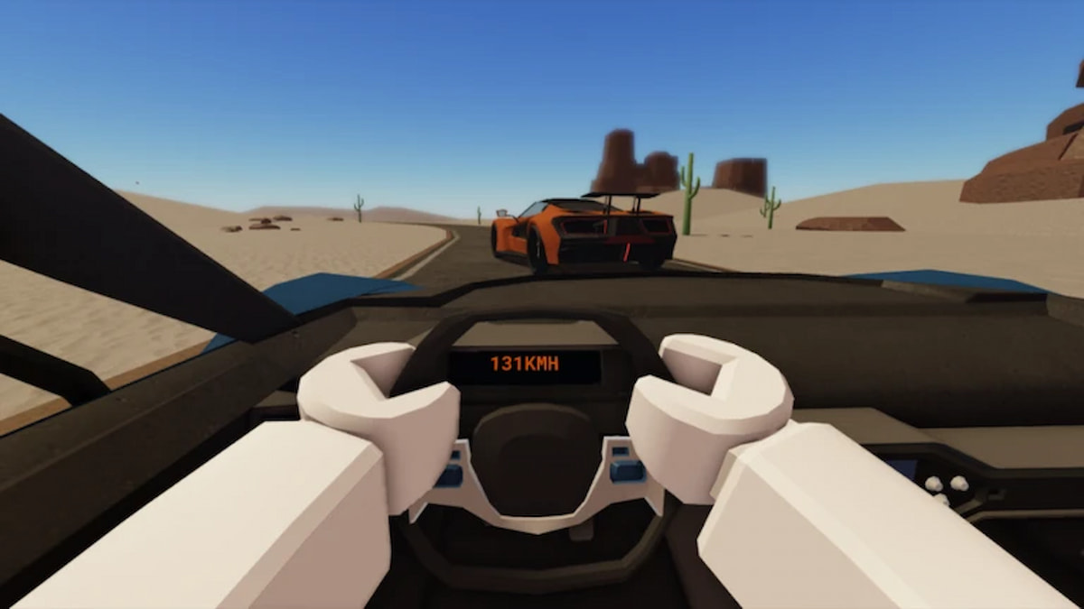 A player driving a RV car in A Dusty Trip