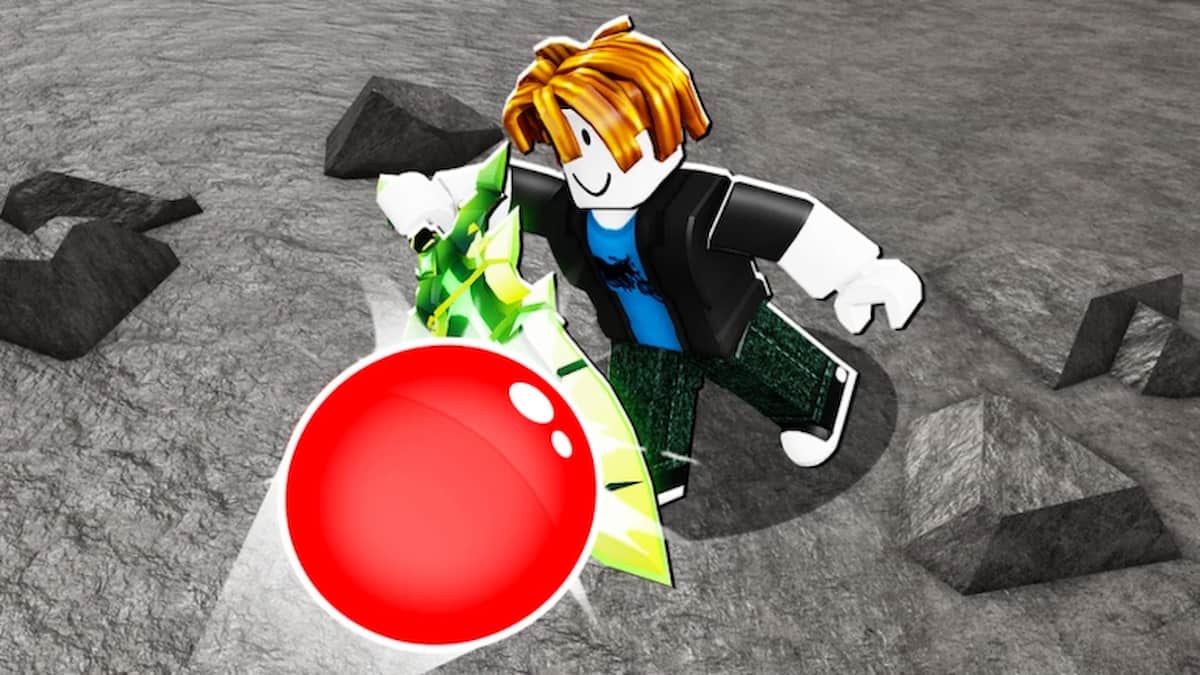 A player deflecting a ball in Blade Ball