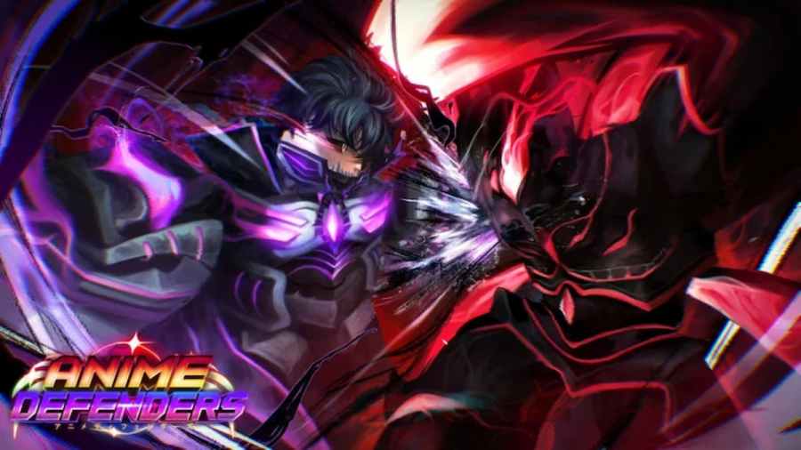 Two characters fighting each other in Anime Defenders