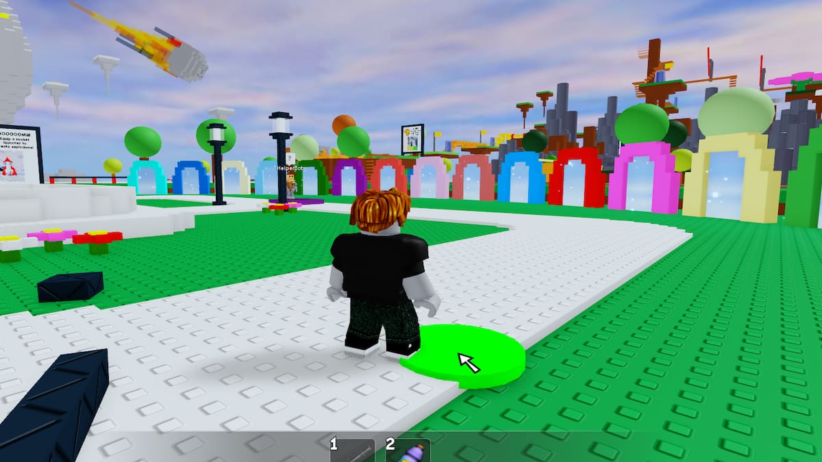 The player standing near the bridge in Roblox Classic Event