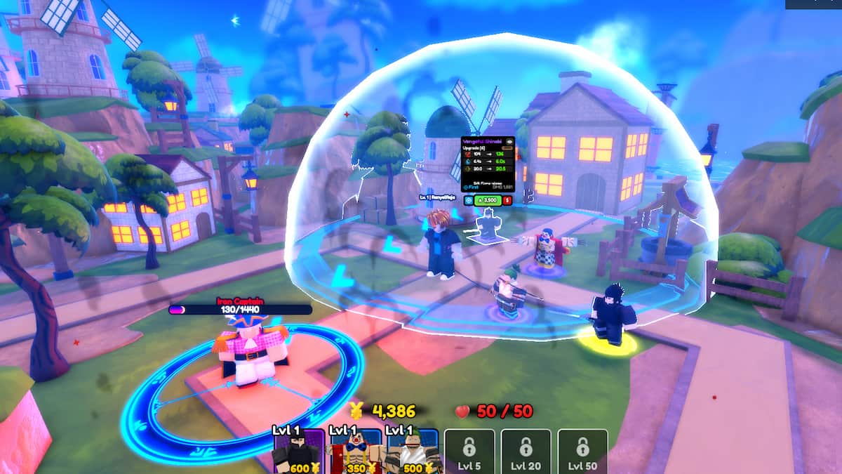 A player playing a map with friend in Anime Defenders