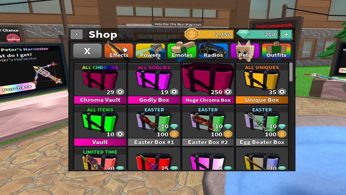 The shop section in Slouse MM2