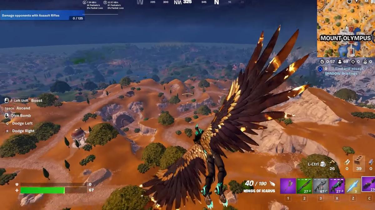 Flying with Wings of Icarus in Fortnite