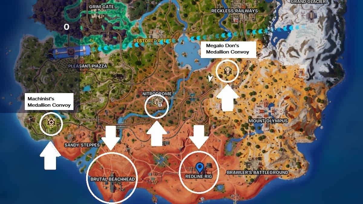 Printable Ncaa Bracket How To Get All New Medallions In Fortnite   Fortnite Medallions Convoy Locations Map 