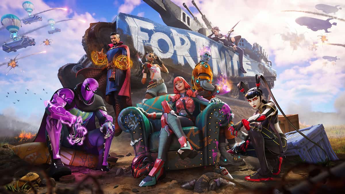 Fortnite characters together in one place as wallpaper.