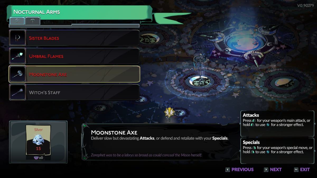Moonstone Ax weapon in Hades 2.
