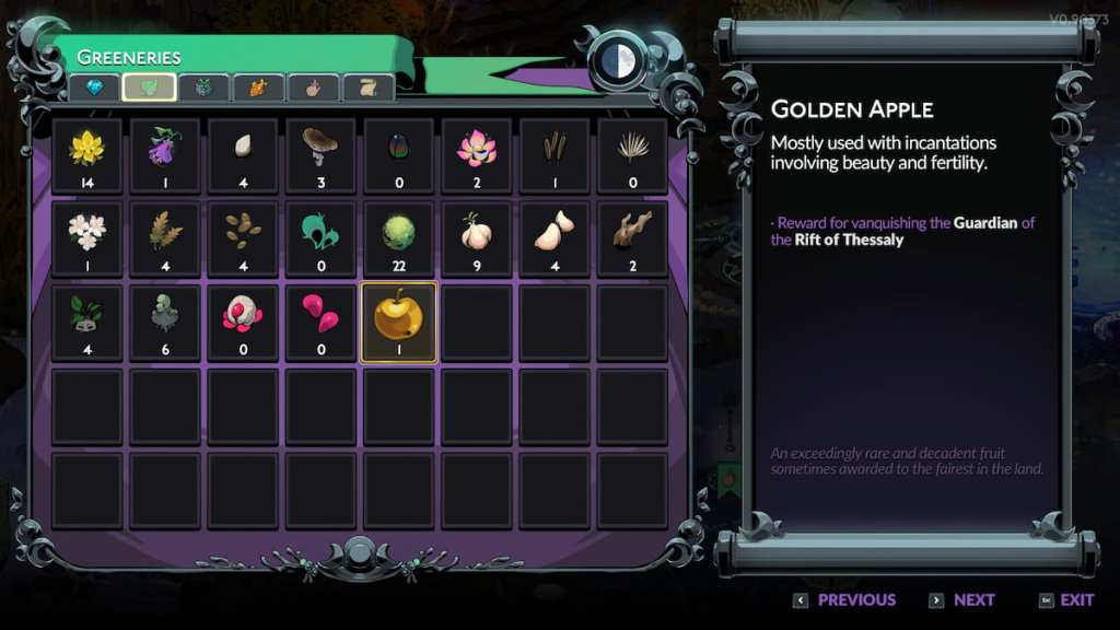 The description of the Golden Apple in Hades 2