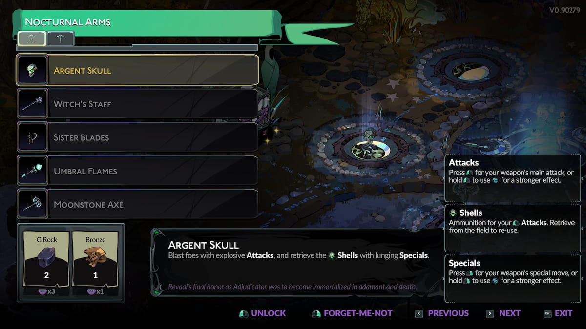 The Argent Skull's crafting recipe in Hades 2