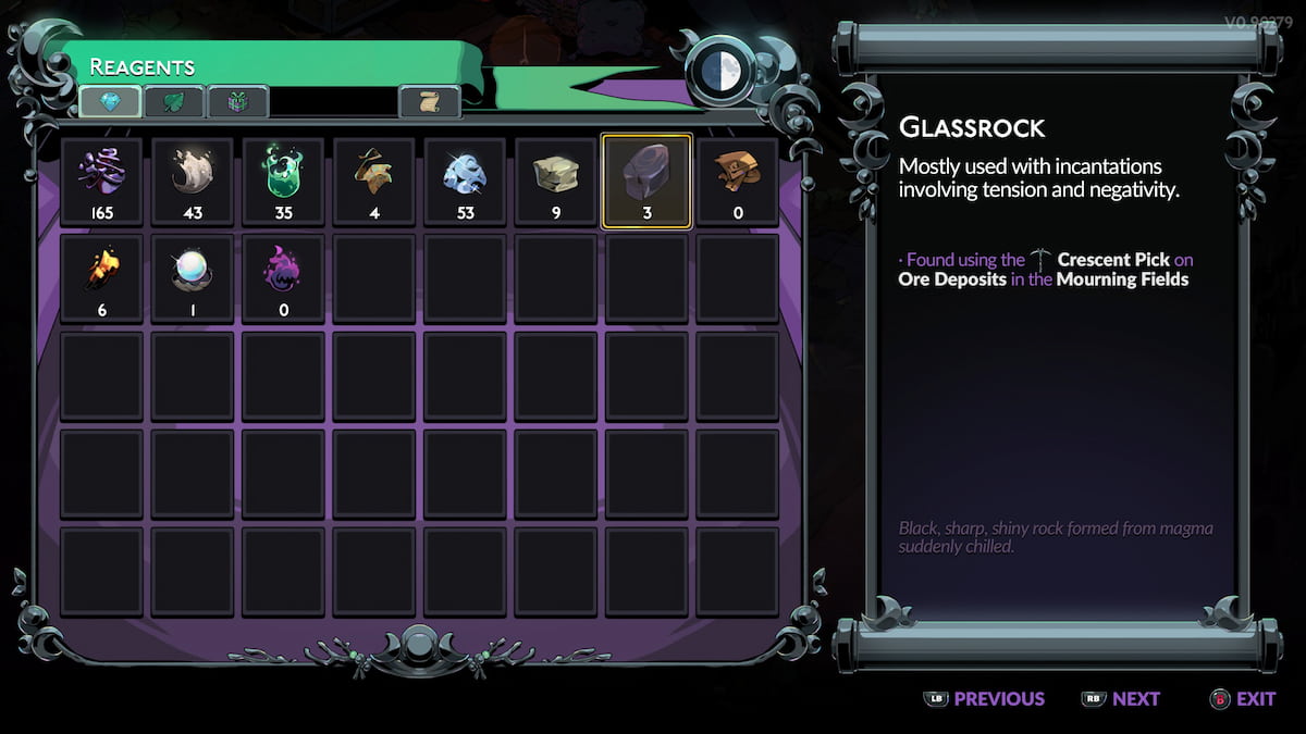 The amount of Glassrock players can mine from one deposit of Glassrock in Hades 2