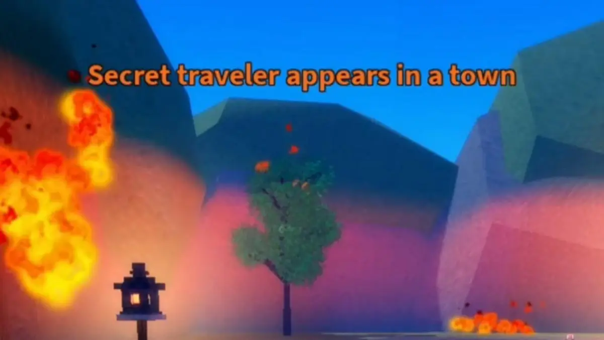 Demon Blade showing message "Secret Traveler appears in a Town"