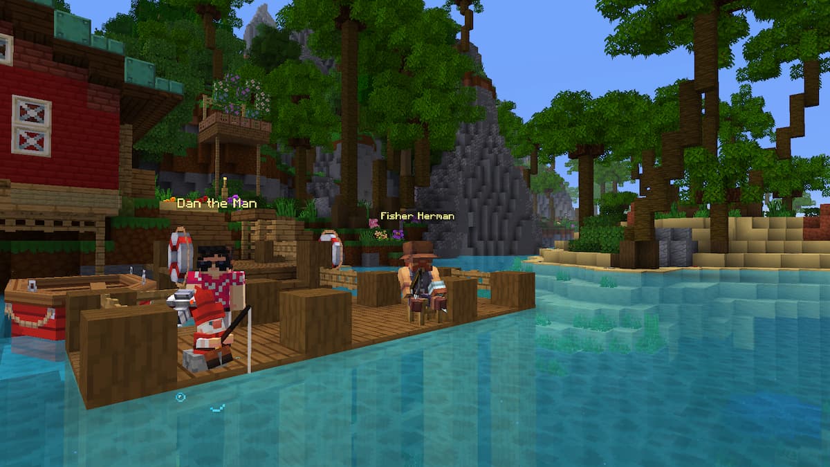 Two players going fishing on MCC Island