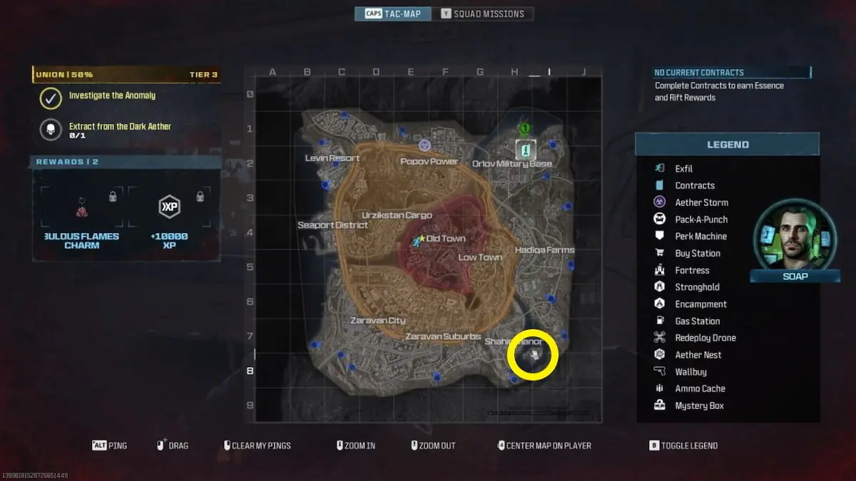 Full map of Urzikstan with Rainmaker Fortress highlighted in Modern Warfare Zombies