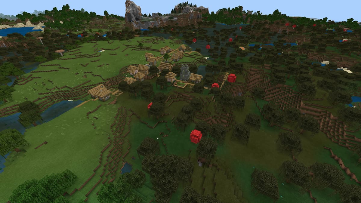 A Zombified Plains Village in the middle of a large Swamp biome